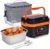 Cordless Electric Lunch Box for Adults, 16000mAh Rechargeable | 1.5L Auto Heated Lunch Box for Work, Office, Camping & Travel, Portable Food Warmer, Black & Orange