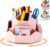 bibiage Pencil Pen Holder, 360° Rotating Pen Holder, Desk Organizer with 9 Slots, Desktop Stationery Storage for Office, School & Home, Art Supplies Desktop Decor, Pink