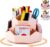 bibiage Pencil Pen Holder, 360° Rotating Pen Holder, Desk Organizer with 9 Slots, Desktop Stationery Storage for Office, School & Home, Art Supplies Desktop Decor, Pink