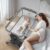 BIUSIKAN 3 in 1 Baby Bassinet, Rocking Bassinet Bedside Sleeper with Comfy Mattress and Breathable Mesh, 6 Height Adjustable & Upgraded Wheels Portable Bedside Crib for Newborn