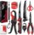 Fishing Tools Kit, 7pc Fishing Pliers Kit with Fillet Knife, Split Ring Pliers, Braid Scissors, Fish Gripper, Ruler, Sharpener & Lanyard, Saltwater & Freshwater Fishing Gear & Fishing Gifts for Men