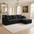 106″ Boneless Sectional Couches for Living Room, Modular Sectional Sofa with L-Shape Chaise,Corduroy Oversized 3 Seater Cloud Couches for Apartment, No Assembly(Black,Right Facing Chaise)