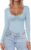 Ekouaer Women’s Scoop Neck Long Sleeve Top Tight Shirts Thermal Undershirts Base Layer Tees Light Blue XS
