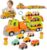 Veslier Toddler Toys for 2 3 4 5 Years Old Kids, Transport Car Carrier Truck Toy with 6 Vehicle, 30in Foldable Track Trailer with Light & Sound Effects, Birthday Gift for 18 Months to 5 Years Old Boys