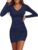 ANRABESS Women V Neck Long Sleeve Mini Dresses