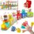 Montessori Train Toys for 2 3 4 Year Olds – Toddler Learning Train Set with Lights & Sounds, 6 Vehicle Transport, Lock & Key Activity, Farm Animal Finger Puppets, Easter Birthday Gift for Boys Girls