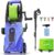 Pressure Washer 5000PSI High Power Washer with 33ft Pressure Hose Reel, 4 Nozzles and Foam Cannon, for Home, Cars, Fences, Patio (Light Blue)