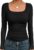 Ekouaer Women’s Square-Neck Long-Sleeve Top