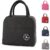Small Portable Cute Lunch Bag for Boys Girls, Reusable Snack Bags with Front Pocket for Picnic Office Work Outdoor (Black)