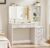 LEYAOYAO Fluted Makeup Vanity Desk with Mirror and Lights, 43.5” Blue Vanity Table with Glass Top and Power Outlet, Make Up Vanity with 6 Drawers and Adjustable Shelves for Bedroom