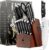 Knife Set with Block – Kitchen Knife Set German High-Carbon Stainless Steel with Built-in Sharpener – Full Tang, Triple-Rivet Ergonomic Handle – Holiday Gift Idea – 15-Piece, Falcon Series.