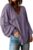 BTFBM Long Sleeve Shirts for Women 2026 Fall Tops,Solid Taro Purple,S
