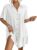 BSUBSEACH Womens Bell Sleeve Beach Shirt Dress
