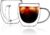 CNGLASS Double Walled Glass Coffee Mugs with Handle,12oz Insulated Glass Mugs with Handle,Clear