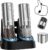 Electric Salt and Pepper Grinder Set with External Coarseness Adjustment, 95ml Large Capacity Automatic Pepper Mill, USB-C Charging Base with LED Light, Stainless Steel Spice Grinder, 2-Piece Set