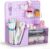 Comix Desk Organizer with 2 Drawer, Purple 360 Rotating Pen Holder for Desk | Desk Organizers and Accessories with 5 Slots Pencil Holder+Pegboard+Drawer, Pen Organizer for Home School Art Office Supplies