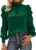 BTFBM High Neck Long Sleeve Satin Blouses for Women Dressy,Dark Green,S