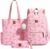 Amythe Pink 3PCS Corduroy Backpack Set