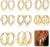 SHALL SHELL 8 Pairs Gold Hoop Earrings Set