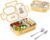SAYAPE Stainless Steel Bento Lunch Box for Kids, 26.4 oz Leak-Proof 3-Compartment Metal Bento Box, BPA-Free, Cute Cartoon Meal Prep Snack Container with Utensils for School, Office, Travel – Yellow