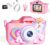 Kids Camera Toys for 3-12 Year Old Boys Girls, Toddler Camera 1080P Birthday for Grandkids, Toys for 4 5 6 7 8 9 10 11 Year Old Kids with 32G SD Card, Pink