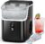 Antarctic Star Nugget Ice Maker Countertop, Chewable Pellet Ice Machine with Self Cleaning Function, Pebble Portable Ice Maker with Ice Scoop for Home Kitchen Office (Black)