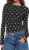 UNCLECAT Womens Polka Dot Long Sleeve Crop Top