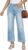 BISUAL Womens Rhinestone Wide Leg Jeans