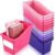 Teling 12 Pcs Book Bins Bulk for Classroom Storage Plastic Magazine Holder with Label Interlocking File Folder Organizer Binder Container Box for School Office Desktop Bookshelf Home (Pink Purple)