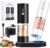 Hxro Electric Salt and Pepper Grinder, 120ml Capacity, 4 Level Timer, Salt and Pepper Mill with LED, USB Rechargeable, Adjustable Coarseness Grinder for Kitchen (2, Black&White Set)