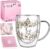 Initial Glass Cup for Women, 12oz Rose Double Walled Glass Coffee Mugs, Personalized Gifts for Women, Initial Coffee Tea Mug with Scarf, Birthday Gifts for Mom Friend (ROSE-C)