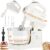 3.2QT 2-in-1 Stand Mixer, Electric Kitchen Mixer with Auto-Rotating Bowl & Tilt-Head, 5-Speed 250W Turbo Baking Machine for Beginners with Beater & Dough Hook for Cookie, Bread, Cake (White)