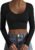 Ekouaer Long Sleeve Crop Tops for Women Scoop Neck