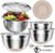 Stainless Steel Mixing Bowls Set with Lids & Silicone Base – 7-Piece Kitchen Gadgets Includes Colander, Grater, Egg Separator, Whisk – Nesting Bowls (1.5, 2, 2.5, 4.5 QT), Dishwasher Safe, Khaki