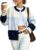 FOMELY Womens Striped Puff Sleeve Knit