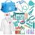 Kids Dentist Play Set, 48 Pcs Doctor Kit for Toddlers 3-5, Pretend Playset for Toddlers with Medical Bag, Stethoscope and Removable Teeth, Educational Wooden Medical Kit for Boys Girls