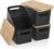 ZFTMRR Plastic Storage Bins with Bamboo Lids, Stackable Small Box Baskets for Organizing and Containers for Shelves Drawers Desktop Closet Pantry Classroom Office Home, 4 Pack 12×7.3×6.2 Inch, Black