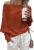Zenlonr Womens Off The Shoulder Sweater Knit Pullovers Tops,Orange,S