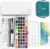 JusArt 50 Colors Watercolor Paint Set,Art Supplies with Metallic Color, Detail Painting Brushes, Water Brush Pens, Portable Travel Watercolor Painting Set for Adult, Artists, Professionals