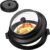 2 in 1 Microwave Splatter Cover for Food with Anti-scald Base Plate, Large Plastic & Silicone Collapsible Vented Food Guard Lid, Plate Holder & Kitchen Colander (Black)
