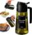 16oz/470ml Glass Olive Oil Sprayer for Cooking – 2 in 1 Olive Oil Dispenser for Kitchen Gadgets, Air Fryer, Salad, and BBQ (black)