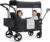 MOMFANN Stroller Wagon for Kids, Double Wagon Stroller Toddlers, All-Terrain Baby Wagon with Canopy & 2 Seaters, Adjustable Handle & Pull Bar for Infants and Toddlers, Gray