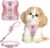 Gyuzh Small Dog Harness and Leash Set for Puppy & Kitten – 3-in-1 No Pull Step in Vest Collar, Lightweight Reflective Plaid, Padded Handle (Pink, XS)
