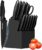 XANAPON Knife Set, 14 Pieces Kitchen Knife Set, High Carbon German Stainless Steel, Dishwasher Safe Cutlery with Sharpener, Black