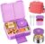 HOMETALL Bento Lunch Box for Kids with 8.5oz Insulated Food Jar, Leakproof Bento Boxes Lunch Bag for Ages 3 to 14 Back to School, Lunchbox Snack Containers Reusable Daycare Meal Prep,Purple