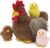 Chicken Plush with 3 Chicks, 14 Inch Wind Up Stuffed Animal Set | 4 Pcs Hen Stuffed Animal; Mother and Baby Plush; Wind-Up Chick Toy; Zipper Belly Storage; Easter Farm Animal Gift for Kids