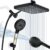 12 Inch Wide Rain Shower Head with Filtered Handheld Combo, High Pressure Rainfall Shower Head, 9 Spray Modes Handheld with 9-Inch Extension Arm, Comes with Filter Removes Chlorine(Black)