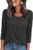 JUSTFASHIONNOW Womens 3/4 Length Sleeve Tops Crewneck Pleated T-Shirts