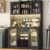 72” Tall Kitchen Pantry Storage Cabinet with Led Light – Black Pantry Cabinet with Storage Drawers & Pegboard, Kitchen Hutches Cabinets with Wine Racks & Glass Door, Wine Bar Cabinet for Living Room