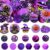 75Pcs Purple Halloween Silicone Beads Set, Witch Cauldron Pumpkin Focal Beads, Printed & Solid Round Hexagon Loose Beads for DIY Pens Keychains Bracelets Jewelry Making